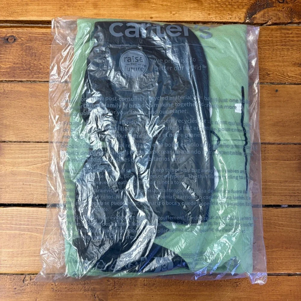 Carter's Frankenstein One Piece Pajamas Toddler 5T Green Black Hooded Fleece NEW